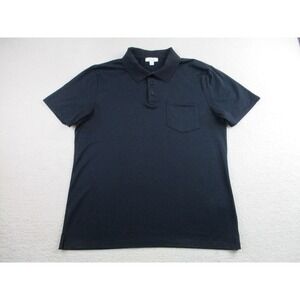 Reiss Polo Shirt Mens Medium Navy Egyptian Cotton Austin‎ Chest Pocket 3 Button